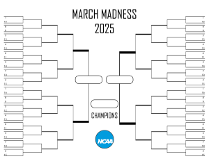 Free, Printable NCAA Tournament Bracket for 2025 Men’s March Madness ...
